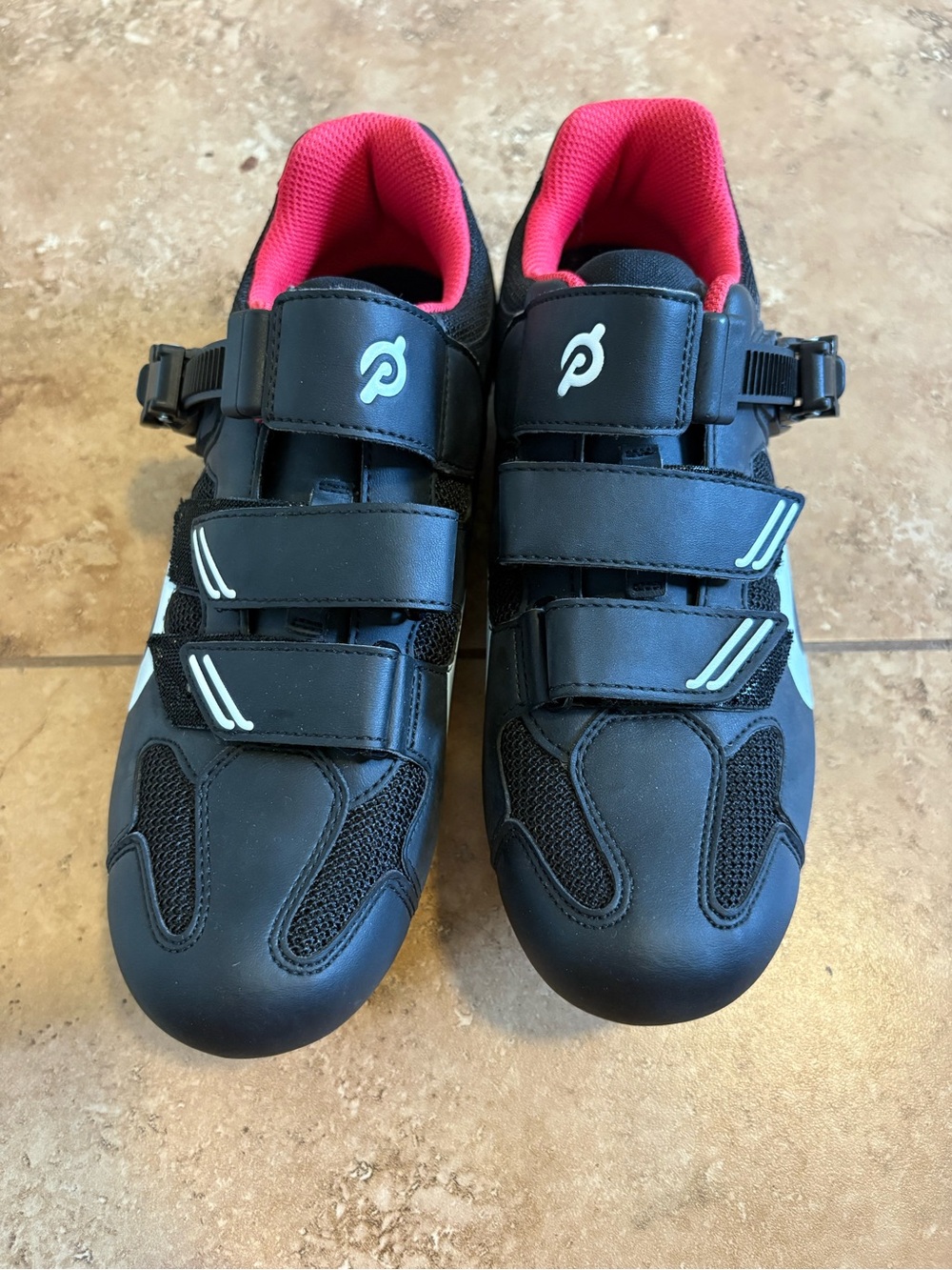 Peloton Black Cycling Shoes with Pink Lining